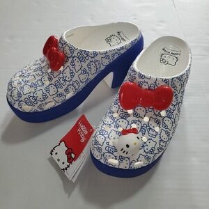 Crocs Hello Kitty Siren Clog W11‎ M9 Blue Sparkle Jibbitz Platforms Sanrio  NWT